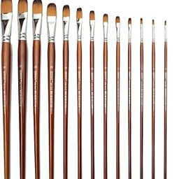Chrome Long Handle Synthetic Filbert Tip Artist Paint Brushes - 13 Piece Set-28