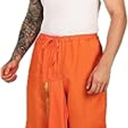 Shree Aparajeet Creations Mens Panjakejam Readymade Golden Zari Border Elastic Drawsting Waist Band Dhoti Silk Free Size-image-34