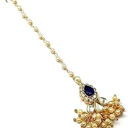 Radhesh Creation And Jewellery Gold Plated Maangtikka with Kundan and Crystal For Women And girls (MT-5248)-picture-3