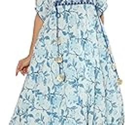 Blue & White Floral Print Gown-picture-15