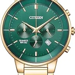 citizen Stainless Steel Mens Quartz Gents Chronograph Watch - Hyperion Collection- An8223-54X, Dial-Color:Green, Band Color:Gold-picture-1