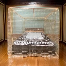 JIWA ESSENCE Wavy Stitched Pattern Foldable Mosquito Net for King Size Bed (6x7 Feet), Premium Airflow Design for Comfortable & Elegant Bedroom Decor (Warm Orange)-11