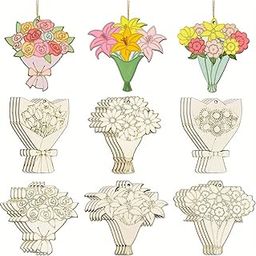 American Elm 24 Piece Wooden Flower Cutouts MDF Spring Decoration Blanks for DIY Painting & Crafts Pine MDF-image-35
