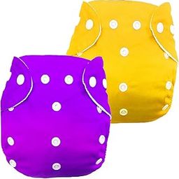 Babymoon Washable Baby Diaper Premium Cloth Diaper Reusable, Adjustable Size, Waterproof, Pocket Cloth Diaper Nappie (Without Insert) (Pack of 2, Orchid Purple & Lemon Yellow)-picture-21