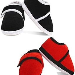 New Born Baby Casual Solid Velcro Closure Velvet Booties | First Walking Shoes | Breathable And Anti-Slip Booties For 0-9 Months Baby Girl & Boy - Pack Of 2-image-13
