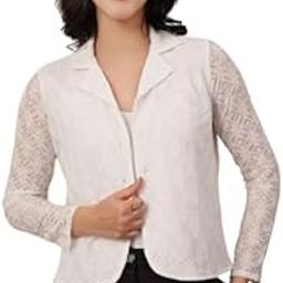 Women White Self Design shacket-image-44