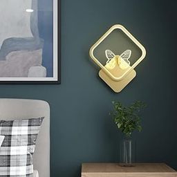 CHIRANSI Modern Bird Light,2 Lights Fun LED Wall Light Fixtures,Bedside Wall Lamps for Living Room Bedroom in Gold (Butterfly Square Light)-image-75