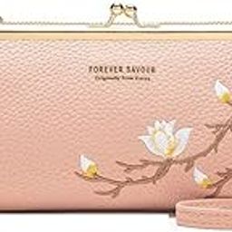 MOCA Women Sling Cross-Body Wallet with Mobile Cell Phone Holder Pouch Pocket Purse Clutch Bag with Card Slots/Shoulder Strap For Womens (Pink)-picture-43