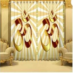Chanda Creations Polyester 3D Digital Printed Home Furnishing Polyresin Religious Curtain for Diwali, Room Mandir and Pooja Ghar (Golden OM, 4x9 Ft-Long Door-1Piece)-image-17