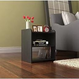 NOYOTA Bedside Table Wooden Table for Living Room, Bedroom | Beautiful Side Table for Storage | (Color -Black)-13