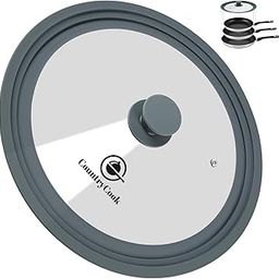 CountryCook Multi-Sized Tempered Glass Lid for 22/24/26 cms Frying Pan/Kadai/Skillet Cooking Vessels with Stream Vent, Silicone Rim & Knob Dishwasher Safe (Grey, Medium (Fits 22/24/26 cms))-image-37