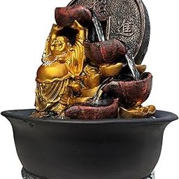 Laughing Buddha Statue Water Fountain with LED Lights, Serene Decor for Meditation Room-image-35