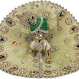 KJPG CREATIONS Laddu Gopal Poshak/Thakur Ji Dress/Heavy zardoushi Dress for Kanha Ji/Fancy Dress for Bal Krishna/Dress for Krishna (Pista Green) (4)-16