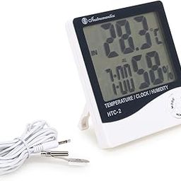 Dgarys Plastic Indoor Outdoor Temperature Humidity Hygrometer, Temperature, Humidity, Calendar, Clock, Alarm, Tabletop Or Wall Mount Htc-2-11