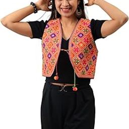 Multicolor Embroidered Jacket for Women Cotton Sleeveless Waist Coat Ethnic Navratri Kutchi Work Koti for Women/Girls-image-62