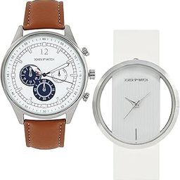 Leather Flora & Fauna Couple Analogue Watches, White Dial, Brown Band-picture-24