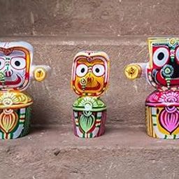 RealCraft; INSPIRING LIFES Lord Jagannath, Balaram, Subhadra Wooden Idol Set 4inch-10 cm (Pack of 3,Multicolour, Small), Idol-image-14