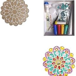 Jai Ambey Store MDF 3D Laser Cut,DIY kit,Lippan Art Kit | Art Craft for Artists, Gift, Children | provided with Full Material | (MDF 12 inch 3D Laser Cut Round Design with Material)-image-50