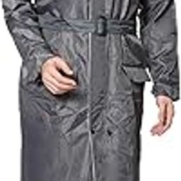 Men's Full-Length Waterproof Raincoat with Hood & Adjustable Waist Belt | Long Overcoat Style Rainwear for Monsoon Protection-51