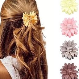 4 Pc Daisy Hair Claw Clips For Women Flower Clip Stylish Flower Shape Hairpins for Party Accessory Sweet Accessories Floral Girls Perfect Ponytails Frosted Sweet Shape Non-Slip Grip-image-43