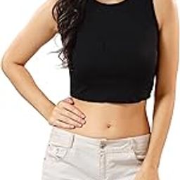 Women’s Sleeveless Nylon Racer Back Crop Tank Tops - Available Sizes - XS, S, M,L,XL,2XL-image-46