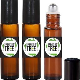 Speaking Tree 10ml Premium Empty Refillable Reusable Roll on Glass Bottles for Essential oils, DIY Perfumes, Cosmetics, Blends - Set of 3, Black Cap-image-87
