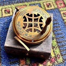 generic Antique Brass Sundial Compass with Leather Case - Push Open, Unique Laser-Cut Design | Dual Functionality for Navigation and Measurements | Ideal for Outdoor Enthusiasts (3-Inch)-picture-48