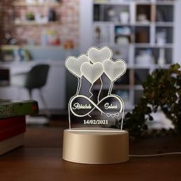 AICA Heart Shaped Personalized Couple Name & Date LED Night Lamp (White Base) | Wedding Anniversary Engagement Marriage Gift for Couple Husband Wife Mom Dad Girlfriend Boyfriend-22