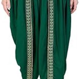 Women & Girls Cotton Rayon Solid Full Length Lace Loose Fit Plain Dhoti Pant and Salwar Patiala-Free Size-Green-picture-6