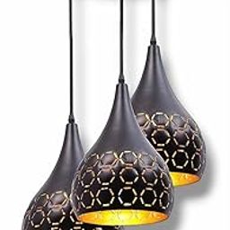 NOXART 3 Lights Metal Cutted Hanging Ceiling Round Cluster Pendant Lights, Included Color Changing Bulb |E27 Holder| Hanging Lamp-image-23