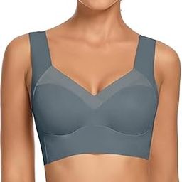 Women Nylon Spandex Seamless Mesh Lace Bras for Women Wirefree Comfortable Padded Lift Push Up Thin Soft Sexy Back Smoothing Bra Pullover Bras. Size: L-3XL-image-15