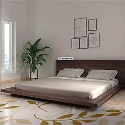 T.G. FURNITURE Solid Sheesham Wood King Size Bed with Bedside Table for Bedroom Living Room Solid Wood Double Bed Palang Without Storage (Walnut Finish)-image-23