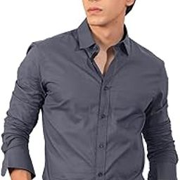 Mens Long Sleeve Button Down White Shirt for Men Collared Casual Formal Soild Shirt-image-2