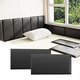 Umedol - Set of 6 3D Anti-Collision Headboard Panels for Kids, Black, Size 7.8" x 15.7", Self-Adhesive Panels for Bedroom/Living Room Upholstered-46