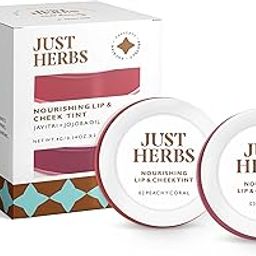 Just Herbs Vegan Lip and Cheek Tint (pack of 2) : Subtle Day-Wear Must Haves - Peachy Coral and Pale Pink-53