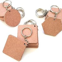 GOSSAR DIY MDF Key Chains Activity Art & Craft Supplies Set of 3 Shapes (Circle, Square, Hexagon) (5 Keychains Each Shape) Dimensions -(2 inch x 2 inch)-picture-16