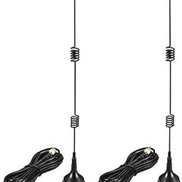 NISTECH 7dbi Gain Spring Magnetic Base Antenna (Pack of 2) for WiFi Router Modem RG174 Extension Cable 3 Meter SMA Male 2G 3G+4G 700-2700MHz Omnidirectional (SMA Male)-14