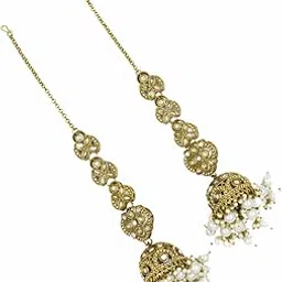 ishkaara Golden Kundan Long Jhumka Earrings for Women & Girls-picture-36