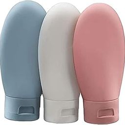ZALUJMUS Travel Toiletry Kit Bottle, 3 Pcs Leak Proof Refillable Squeezable Containers Set(60 Ml) With Label And Transparent Carry Bag For Liquid Shampoos, Soap And Toiletries. (Multicolor)-32