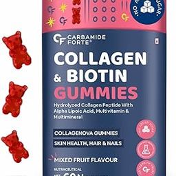 Carbamide Forte Collagen Supplements for Women & Men | Collagen Gummies For Women & Men | Hair Gummies for Women Hair Growth| Collagen Supplements for Skin | Biotin Supplement - Mixed Fruit Flavour - 60 Biotin Gummies-16