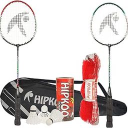 Hipkoo Sports Toofani Heavy Duty Aluminum Badminton Complete Rackets Set of 2| Wide Body Shuttle Bat with Cover, 3 Shuttles and Net| Ideal for Beginner| Lightweight and Sturdy| Red-image-70