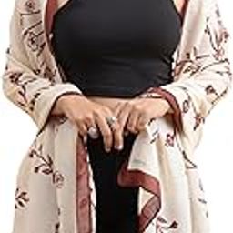 Brown Botanical Print 100% Cotton Viscose Scarf for Women | Lightweight & Long | Stole for Women - Stylish Design | Neck, Hair, & HeadScarf for Girls | All Season Accessory-48