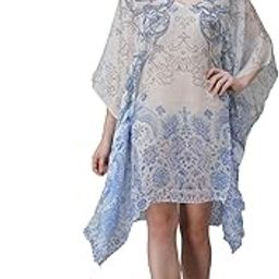 White Parrot Digital Printed | Crepe Kaftan | Vacation Wear | Beach Wear | Coverups | Kaftan Dress | For Women | Free Size [M-3XL]-picture-30