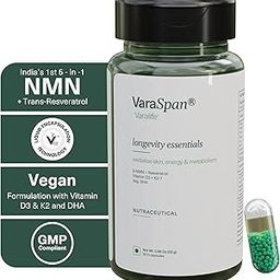 Varalife VaraSpan 5-in-1 Advanced Vegan NMN Supplement with Resveratrol, DHA, Vitamin D3 & K2 - Powerful NAD+ Booster | Slow Down Aging | Ultra High Purity and 3rd Party Tested | 30 Capsules, 62 grams-9