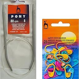 Artonezt 80 cm Aluminum Fixed Circular Knitting Needles Size No. 8 (4.00mm) + Knitting Crochet Locking Stitch Markers (Multi, 25Pcs) DIY Weaving Crafts Knitting Needlework-picture-19