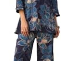 Women's Blue Printed Pure Cotton Coord Set-image-96