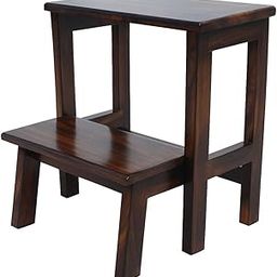 Metal Touch Solid Mango Wood Two Step Stool for Home | Multipurpose Wooden Ladder Stool for Kitchen, Bathroom, Bedroom & Storage | Durable Step Stool for Adults & Kids – Walnut Finish-image-120