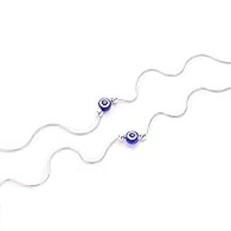 Silver Snake Threaded Evil Eye Anklet For Girls & Women - 8 Grams-image-64