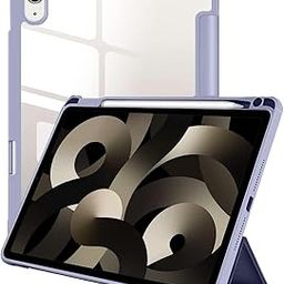 Amazon Basics Smart Case for Apple iPad Air 11 Inch M2 2024, Air 6th /5th Gen 2022/4th Gen 2020 | Trifold Stand with Pencil Holder, Transparent Back Flip Cover (Lavender)-4