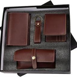 All in One Men's Combo Gift (4 pcs) Eyewear Case,Passport Cover,Wallets and Key Chain (Brown)-image-11